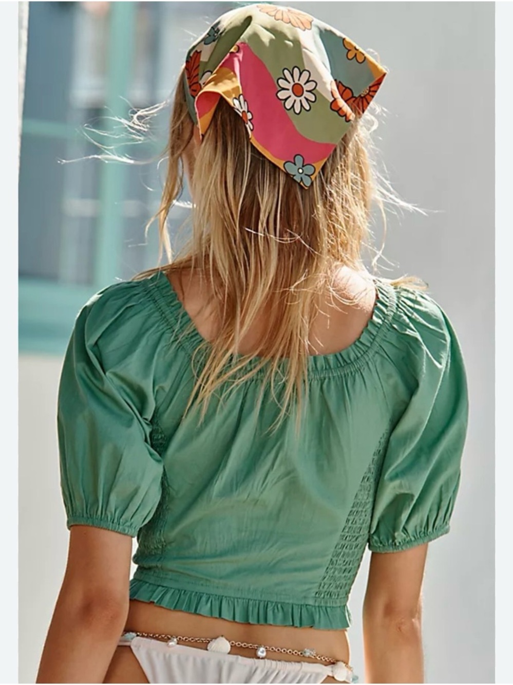 Free People sage green bustier crop top.